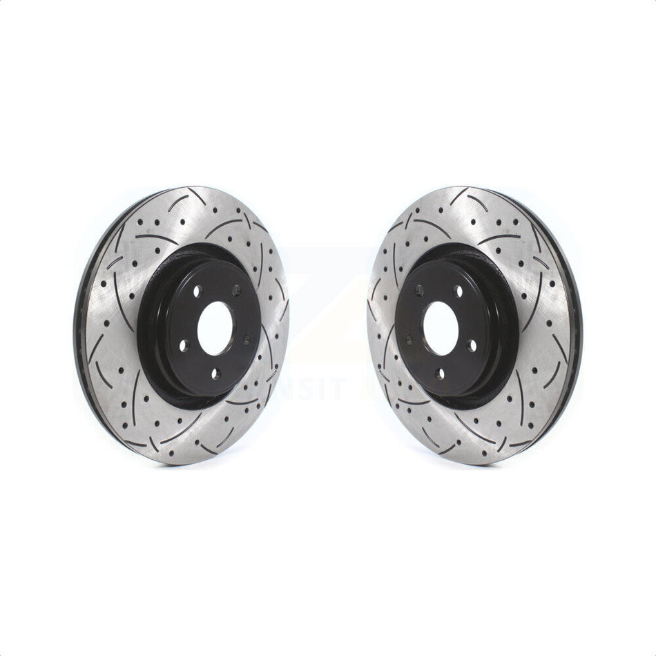 Front Coated Drilled Slotted Disc Brake Rotors Pair For Ford Focus Lincoln MKC KD-100401 by DS-One