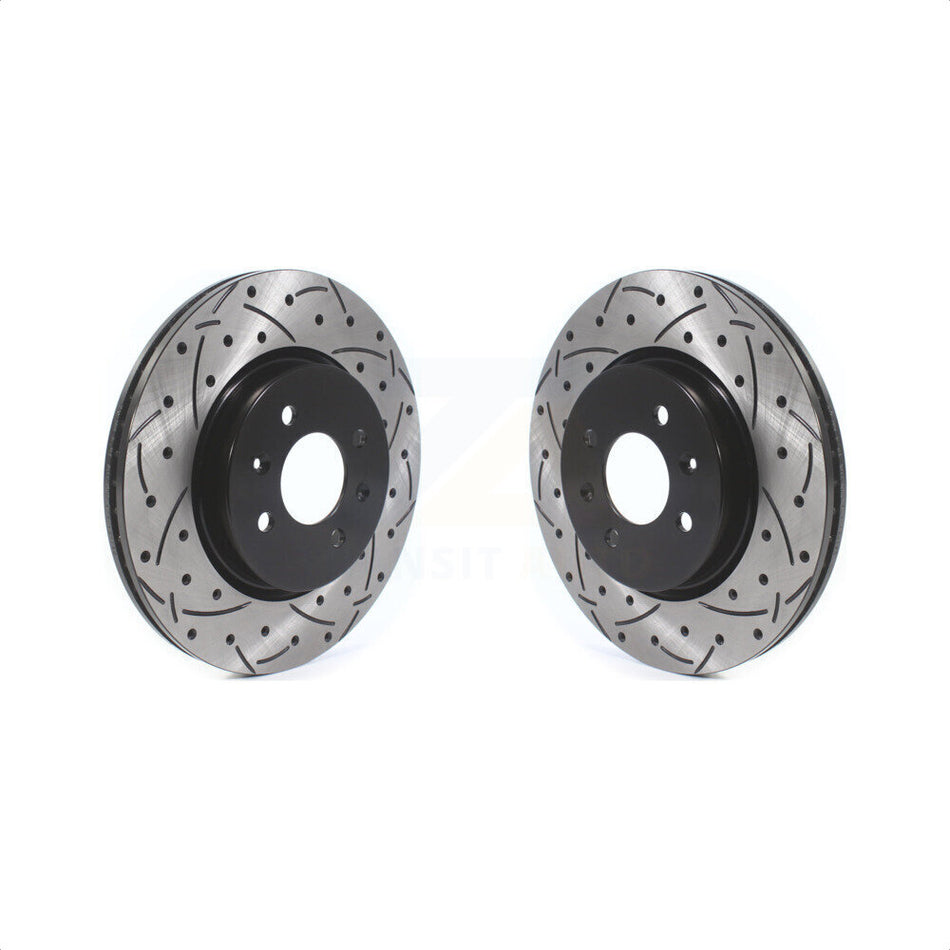 Front Coated Drilled Slotted Disc Brake Rotors Pair For Kia Rio Hyundai Accent KD-100403 by DS-One