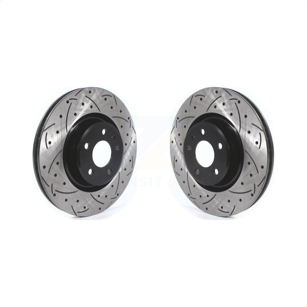 Front Coated Drilled Slotted Disc Brake Rotors Pair For Audi Q5 A4 A5 Quattro A6 Sportback allroad KD-100407 by DS-One