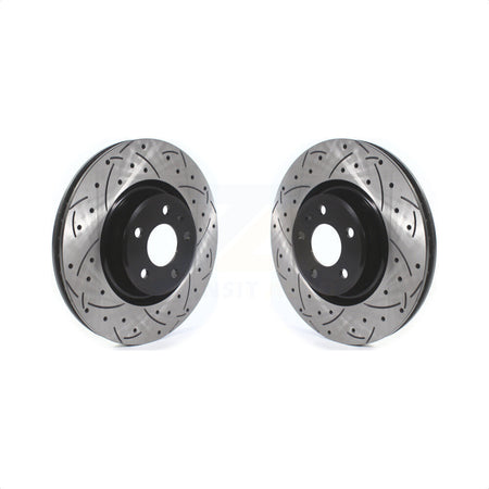 Front Coated Drilled Slotted Disc Brake Rotors Pair For Audi Q5 A4 A5 Quattro A6 Sportback allroad KD-100407 by DS-One