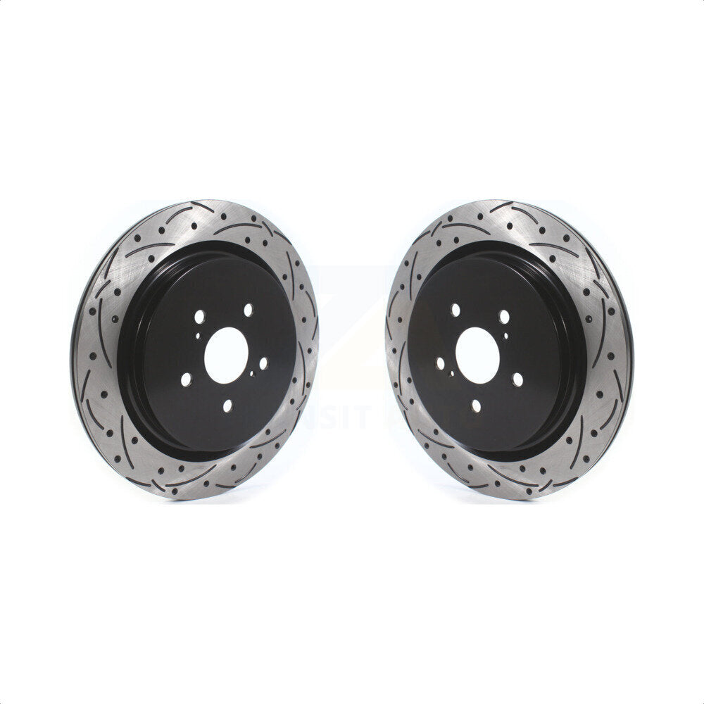 Rear Coated Drilled Slotted Disc Brake Rotors Pair For Lexus RX350 RX450h RX350L RX450hL KD-100416 by DS-One