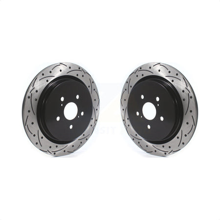 Rear Coated Drilled Slotted Disc Brake Rotors Pair For Lexus RX350 RX450h RX350L RX450hL KD-100416 by DS-One