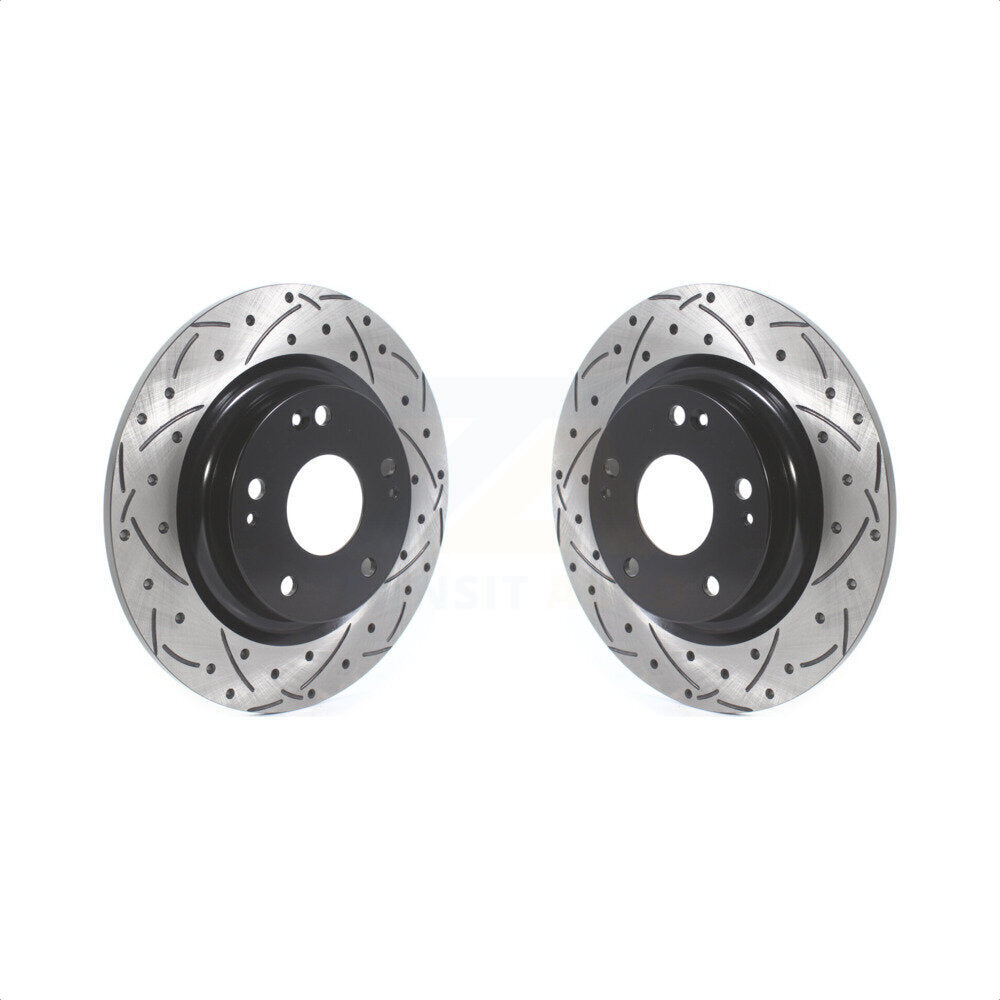 Rear Coated Drilled Slotted Disc Brake Rotors Pair For 2017-2020 Honda Civic Si KD-100420 by DS-One