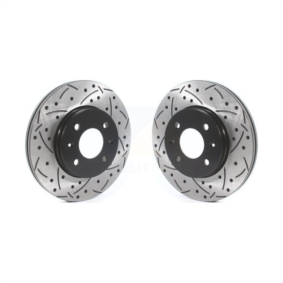 Front Coated Drilled Slotted Disc Brake Rotors Pair For Hyundai Accent Kia Rio KD-100450 by DS-One