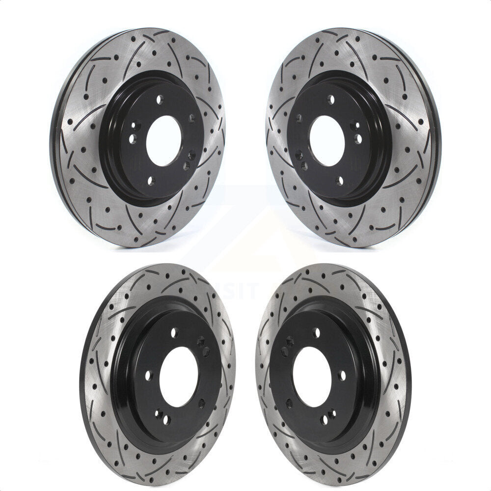 Front Rear Coated Drilled Slotted Disc Brake Rotors Kit For Kia Optima Hyundai Sonata Elantra GT Forte KD-100512 by DS-One