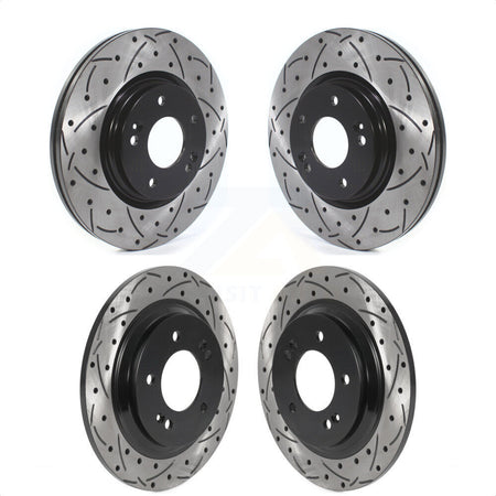 Front Rear Coated Drilled Slotted Disc Brake Rotors Kit For Kia Optima Hyundai Sonata Elantra GT Forte KD-100512 by DS-One