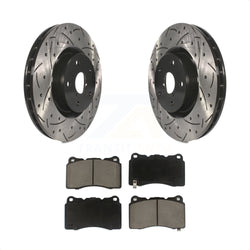 Front Coated Drilled Slotted Disc Brake Rotors And Ceramic Pads Kit For Subaru Impreza WRX STI KDC-100008