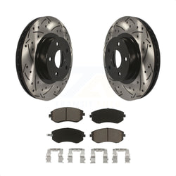 Front Coated Drilled Slotted Disc Brake Rotors And Ceramic Pads Kit For Subaru Impreza Legacy Saab 9-2X KDC-100009