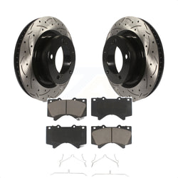 Front Coated Drilled Slotted Disc Brake Rotors And Ceramic Pads Kit For Toyota Tundra Sequoia Lexus LX570 Land Cruiser KDC-100013
