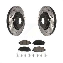 Front Coated Drilled Slotted Disc Brake Rotors And Ceramic Pads Kit For 2017 Honda Accord Hybrid EX-L Touring KDC-100027