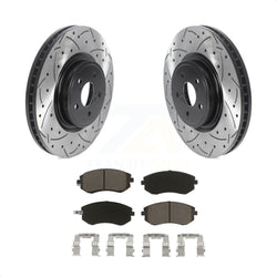 Front Coated Drilled Slotted Disc Brake Rotors And Ceramic Pads Kit For Subaru Legacy KDC-100036