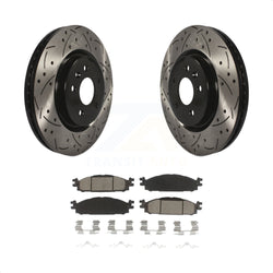 Front Coated Drilled Slotted Disc Brake Rotors And Ceramic Pads Kit For Ford Explorer Taurus Flex Lincoln MKT MKS KDC-100059