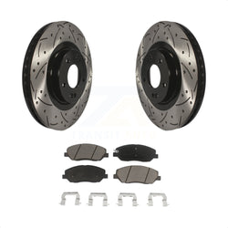 Front Coated Drilled Slotted Disc Brake Rotors And Ceramic Pads Kit For 2013-2016 Hyundai Santa Fe XL 3.3L KDC-100061