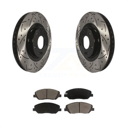 Front Coated Drilled Slotted Disc Brake Rotors And Ceramic Pads Kit For Hyundai Santa Fe XL KDC-100062