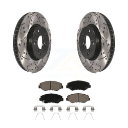 Front Coated Drilled Slotted Disc Brake Rotors And Ceramic Pads Kit For 2015 Honda Civic EX with Manual transmission KDC-100066