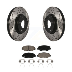 Front Coated Drilled Slotted Disc Brake Rotors And Ceramic Pads Kit For Honda Civic CR-V Acura ILX KDC-100068