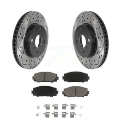 Front Coated Drilled Slotted Disc Brake Rotors And Ceramic Pads Kit For Toyota Yaris Prius C Scion iQ KDC-100072