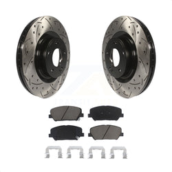 Front Coated Drilled Slotted Disc Brake Rotors And Ceramic Pads Kit For Hyundai Genesis Coupe KDC-100074