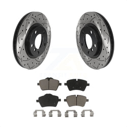 Front Coated Drilled Slotted Disc Brake Rotors And Ceramic Pads Kit For Mini Cooper Countryman Paceman KDC-100083