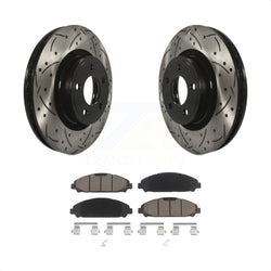 Front Coated Drilled Slotted Disc Brake Rotors And Ceramic Pads Kit For Ford Mustang KDC-100091
