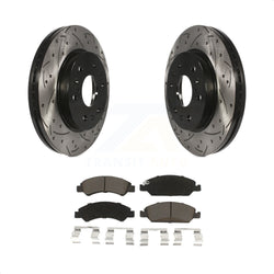 Front Drill Slot Brake Rotor Ceramic Pad Kit For Chevrolet Silverado 1500 GMC Sierra Tahoe Cadillac Yukon Suburban Escalade XL Classic XTS Avalanche ESV Express LD EXT Savana KDC-100094