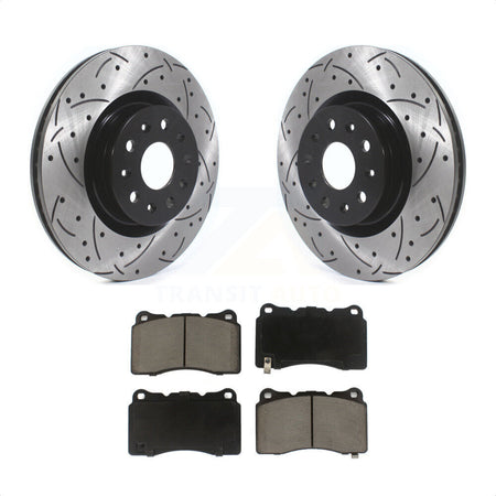 Front Coated Drilled Slotted Disc Brake Rotors And Ceramic Pads Kit For Cadillac CTS CT6 Chevrolet Camaro KDC-100102 by Transit Auto