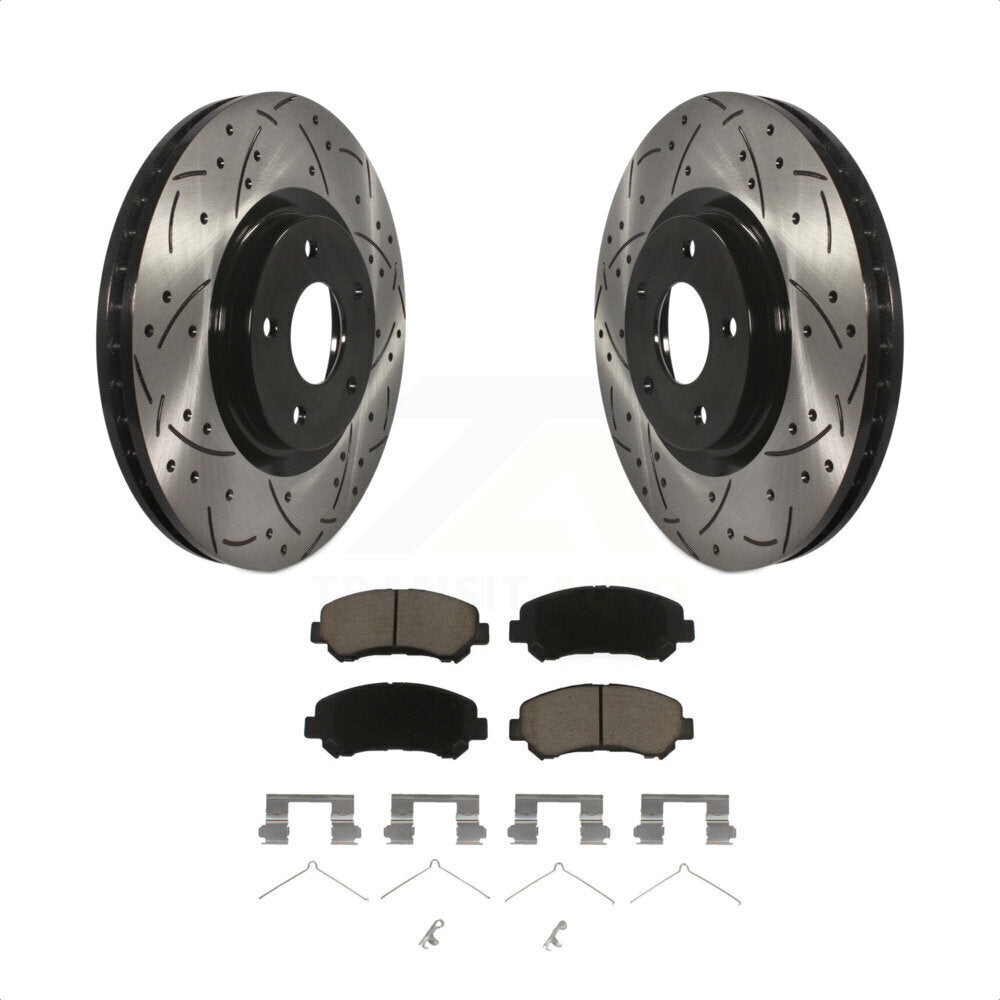 Front Coated Drilled Slotted Disc Brake Rotors And Ceramic Pads Kit For Nissan Sentra Juke KDC-100116 by Transit Auto