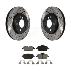 Front Coated Drilled Slotted Disc Brake Rotors And Ceramic Pads Kit For Mini Cooper KDC-100118