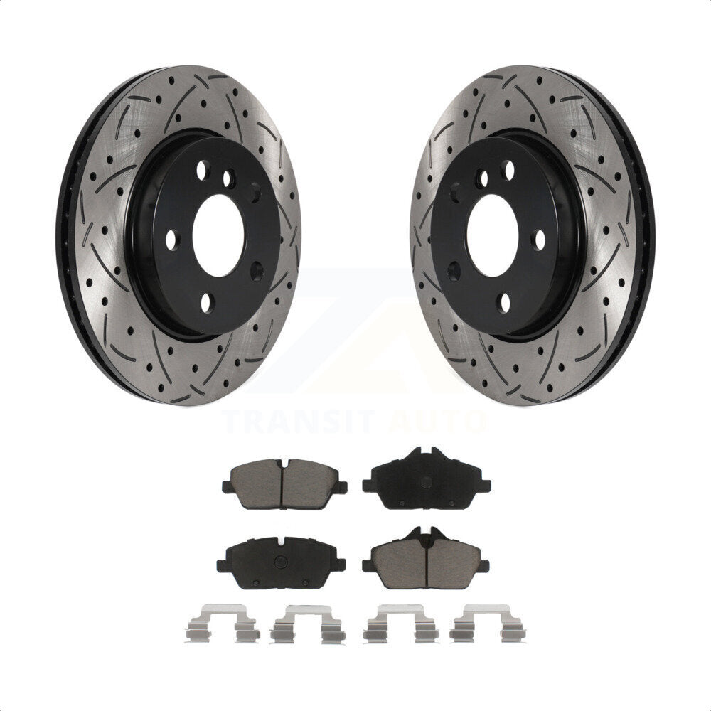 Front Coated Drilled Slotted Disc Brake Rotors And Ceramic Pads Kit For Mini Cooper KDC-100118 by Transit Auto