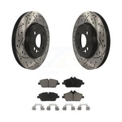 Front Coated Drilled Slotted Disc Brake Rotors And Ceramic Pads Kit For Mini Cooper KDC-100121
