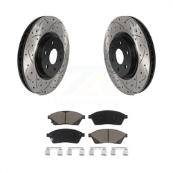 Front Coated Drilled Slotted Disc Brake Rotors And Ceramic Pads Kit For Cadillac SRX Saab 9-4X KDC-100122