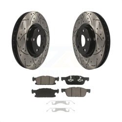 Front Coated Drilled Slotted Disc Brake Rotors And Ceramic Pads Kit For Ford Edge KDC-100123