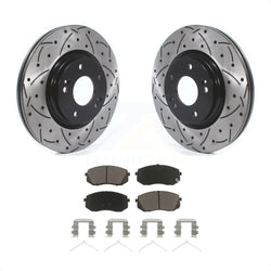 Front Coated Drilled Slotted Disc Brake Rotors And Ceramic Pads Kit For Hyundai Sonata Kia Optima Niro EV Kona Electric KDC-100130