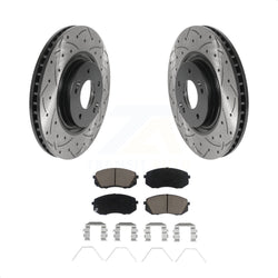 Front Coated Drilled Slotted Disc Brake Rotors And Ceramic Pads Kit For Hyundai Sonata Kia Optima KDC-100131
