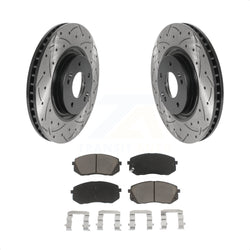 Front Coated Drilled Slotted Disc Brake Rotors And Ceramic Pads Kit For Hyundai Tucson Sonata Kia Cadenza KDC-100133