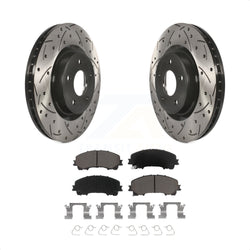 Front Coated Drilled Slotted Disc Brake Rotors And Ceramic Pads Kit For INFINITI Q50 QX50 Q60 KDC-100138