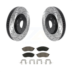 Front Coated Drilled Slotted Disc Brake Rotors And Ceramic Pads Kit For INFINITI FX35 FX37 QX70 FX45 KDC-100145