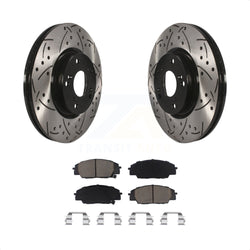 Front Coated Drilled Slotted Disc Brake Rotors And Ceramic Pads Kit For Honda Civic Acura RSX CSX KDC-100149