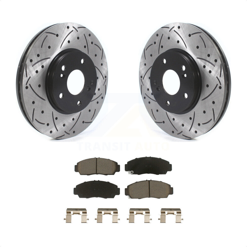 Front Coated Drilled Slotted Disc Brake Rotors And Ceramic Pads Kit For Honda Accord Acura TL TSX CL KDC-100150 by Transit Auto