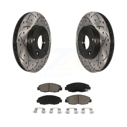 Front Coated Drilled Slotted Disc Brake Rotors And Ceramic Pads Kit For 2011 Honda Civic GX KDC-100156