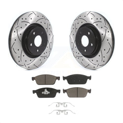 Front Coated Drilled Slotted Disc Brake Rotors And Ceramic Pads Kit For Ford Focus Lincoln MKC KDC-100158