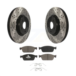 Front Coated Drilled Slotted Disc Brake Rotors And Ceramic Pads Kit For Ford Focus ST KDC-100159