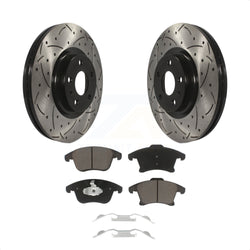 Front Coated Drilled Slotted Disc Brake Rotors And Ceramic Pads Kit For Ford Fusion Lincoln MKZ KDC-100163