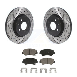 Front Coated Drilled Slotted Disc Brake Rotors And Ceramic Pads Kit For Kia Rio KDC-100166