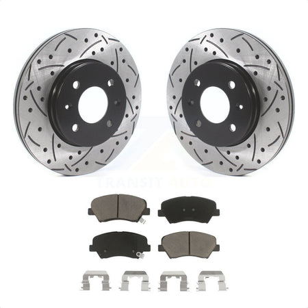 Front Coated Drilled Slotted Disc Brake Rotors And Ceramic Pads Kit For Hyundai Accent Kia Rio KDC-100167 by Transit Auto