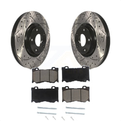 Front Coated Drilled Slotted Disc Brake Rotors And Ceramic Pads Kit For 2017-2018 INFINITI Q70 Hybrid With Sport Package KDC-100170