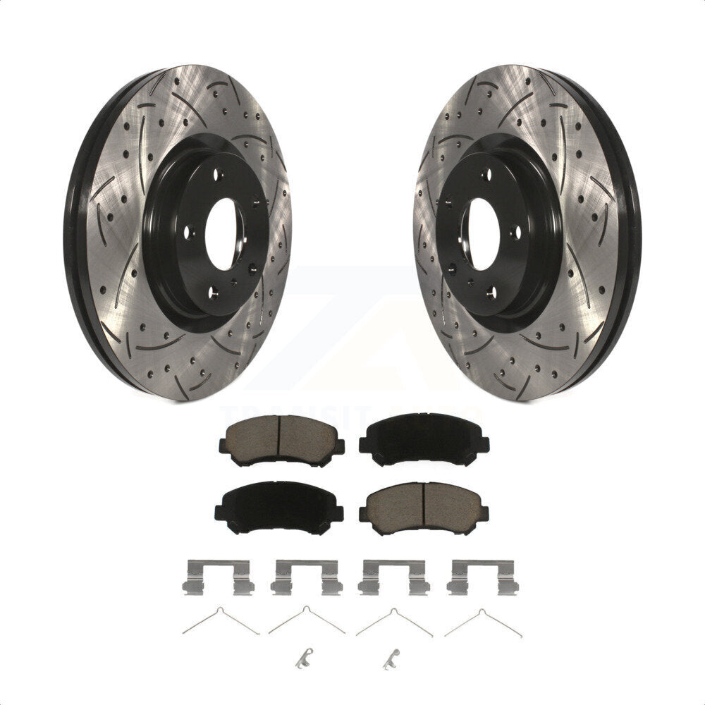 Front Coated Drilled Slotted Disc Brake Rotors And Ceramic Pads Kit For Nissan Maxima KDC-100171 by Transit Auto