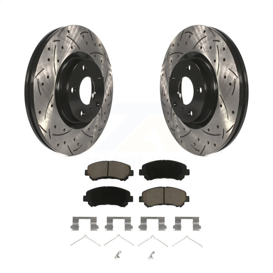 Front Coated Drilled Slotted Disc Brake Rotors And Ceramic Pads Kit For Nissan Maxima KDC-100171 by Transit Auto