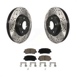 Front Coated Drilled Slotted Disc Brake Rotors And Ceramic Pads Kit For 2013-2015 Mazda CX-5 KDC-100176