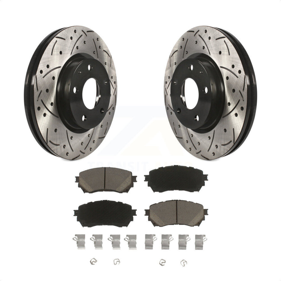 Front Coated Drilled Slotted Disc Brake Rotors And Ceramic Pads Kit For Mazda 6 KDC-100177 by Transit Auto